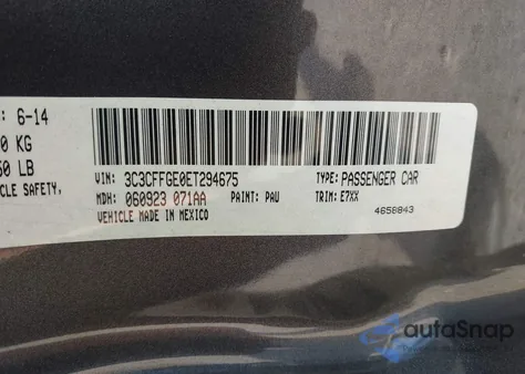 2014 Fiat 500E Battery Electric z USA, uszkodzony, nr VIN 3C3CFFGE0ET294675